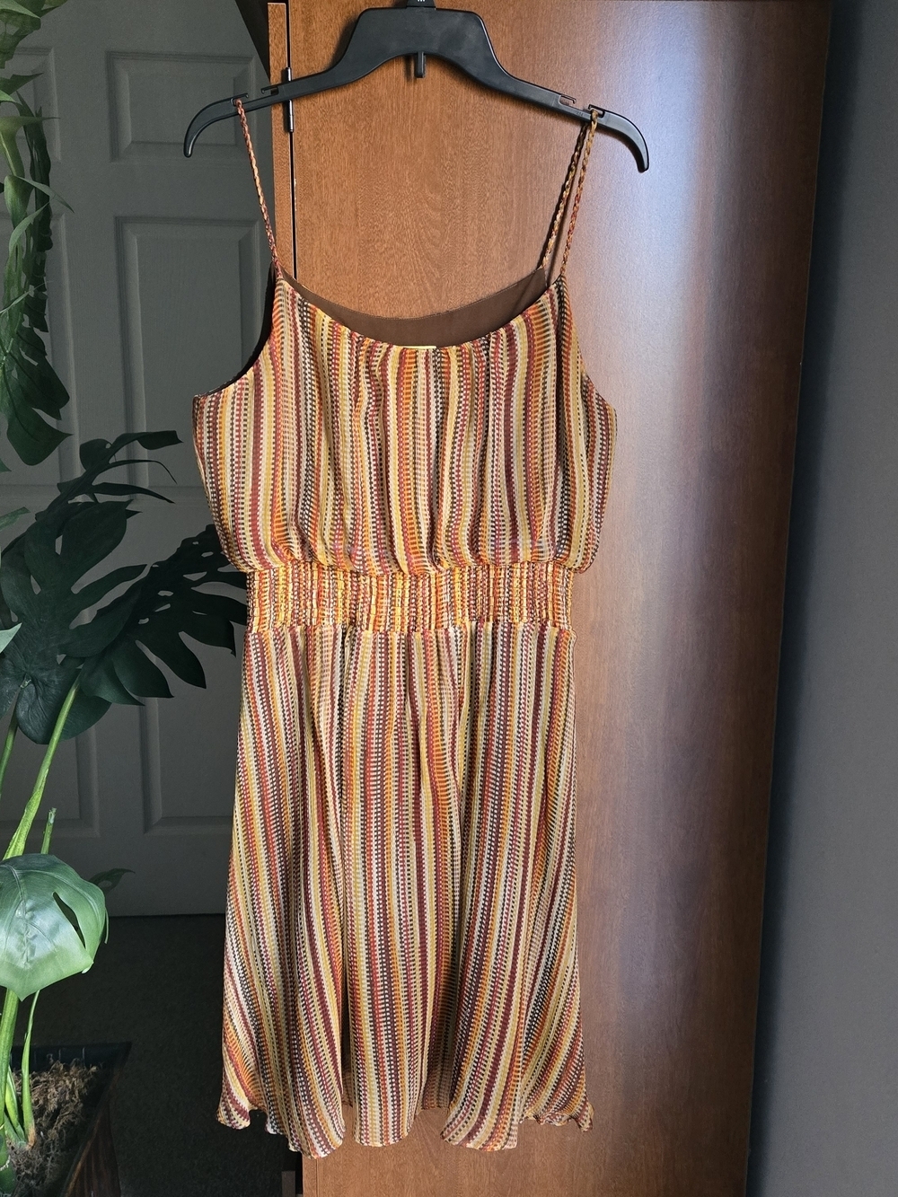 Striped Spaghetti Strap Mini Dress in Multi-Color